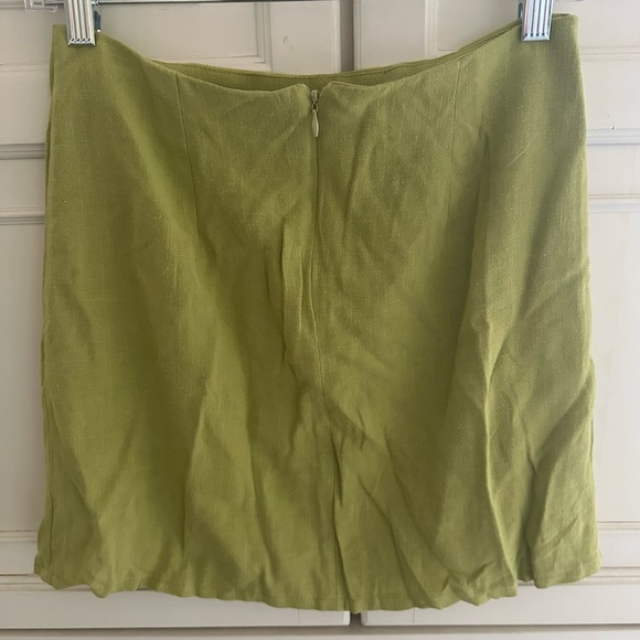 Nasty Gal Lime Green Linen Split Hem Pelmet Skirt - Picture 4 of 11
